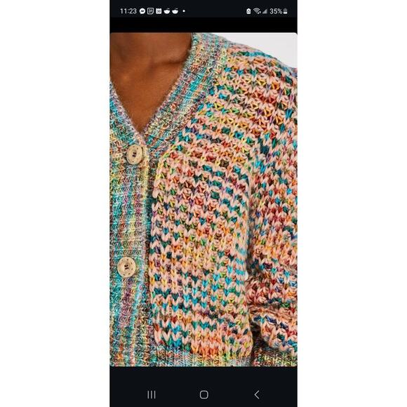 Ulla Johnson Fiora Wool Puff Sleeve Rainbow Cardigan Sweater Sz M / L - Picture 9 of 16